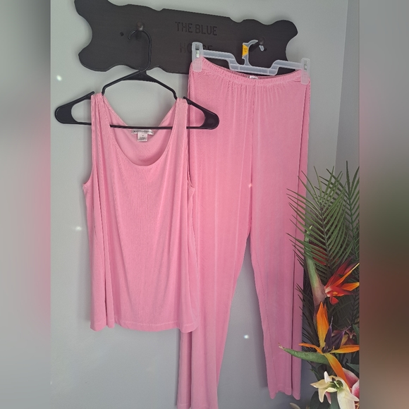 Drapers and Damons Vintage Cornflower Pink Sequined Loose Weave 3 Pcs Set Sz M - Picture 10 of 11